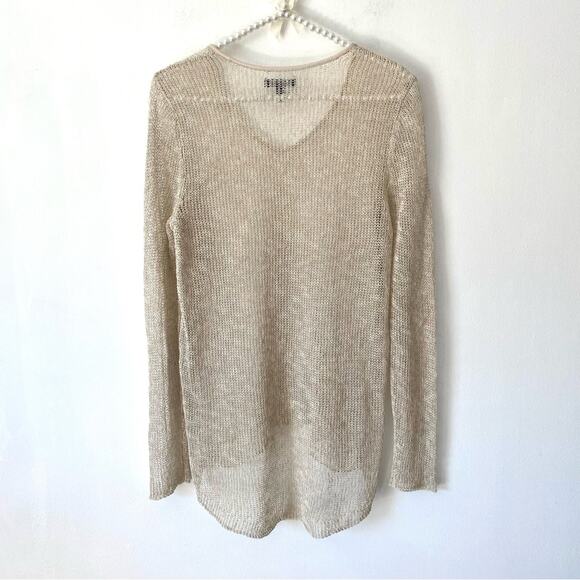 Eileen Fisher Linen Beige Tan V-Neck Knit Long Sleeve Sweater size XS - Picture 5 of 7